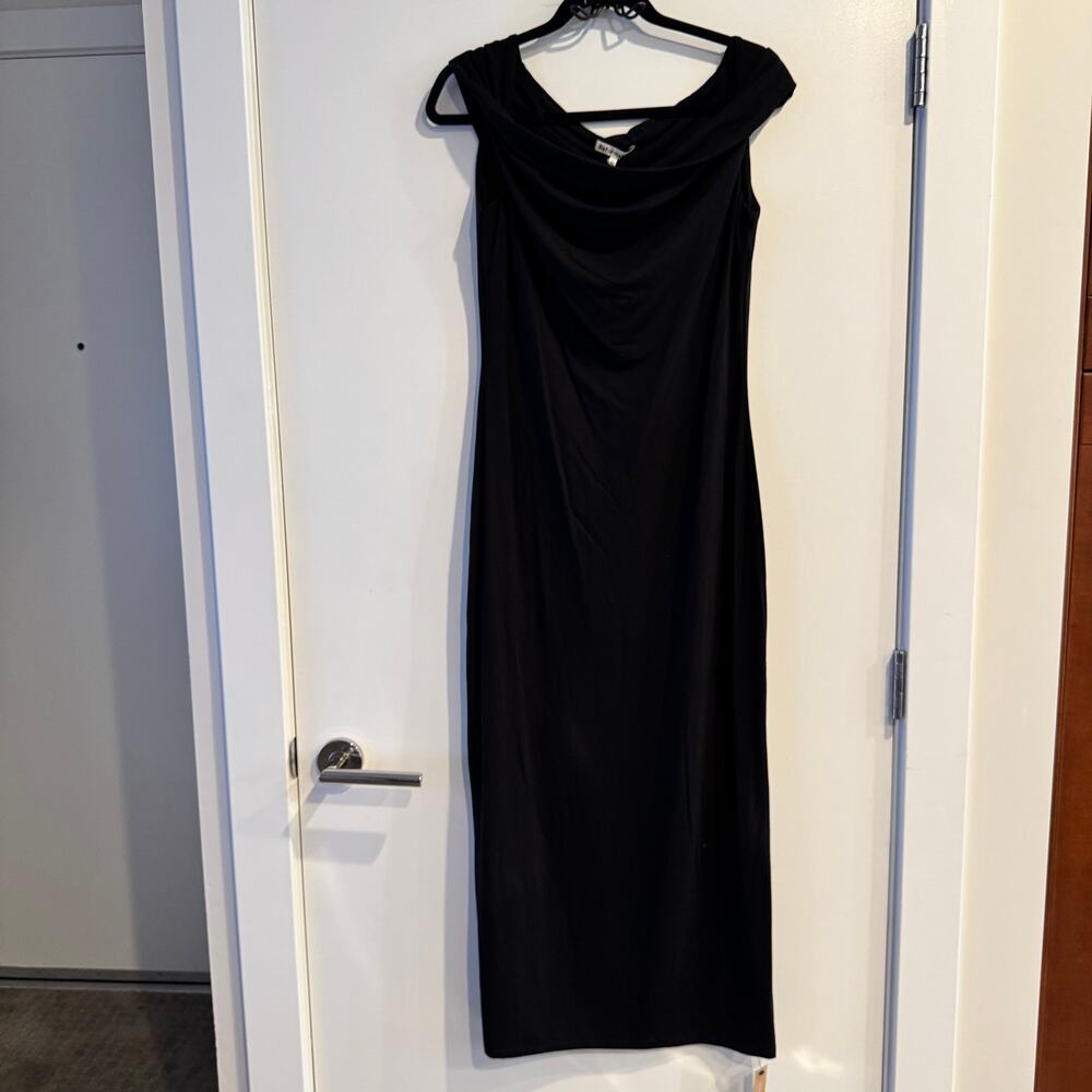 New Reformation Jamen Knit Dress Black Off The Shoulder Two Way Sleeve Sz L - Picture 4 of 10